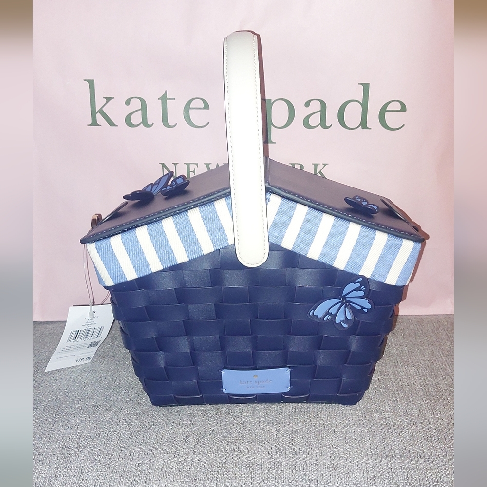 Kate Spade Flutter Fly 3D Butterfly Picnic Basket Leather Crossbody Bag